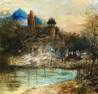 A. Q. Arif, 72 x 72 Inch, Oil on Canvas, Citysscape Painting, AC-AQ-409